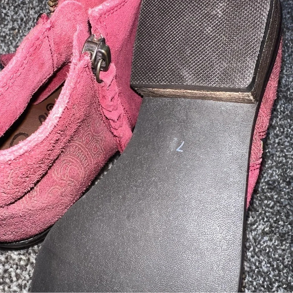 Naughty Monkey Red Suede Western Booties Size 7 - Picture 8 of 10